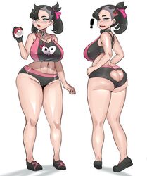 1girls aged_up ass ass_cutout booty_shorts breasts bubble_butt female fladdykin large_breasts latest light light-skinned_female light_skin long_hair marnie_(pokemon) nintendo pokemon pokemon_ss short_shorts shorts sports_bra sportswear thick_thighs twintails rating:Explicit score:270 user:LiangXI