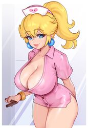 1girls absurd_res artist_signature big_breasts big_lips blonde_hair blue_eyes breasts cleavage clothing collared_dress darkmoney1 dick_sucking_lips dr._mario_(series) ear_piercing earrings eyelashes eyeliner female female_only hair hat headwear hi_res huge_breasts large_breasts latex lips lipstick long_hair makeup mario_(series) microskirt miniskirt nintendo nipple_bulge nipples nipples_visible_through_clothing nurse nurse_cap nurse_clothing nurse_hat nurse_peach nurse_uniform ponytail princess_peach skirt solo solo_female thick_lips thick_thighs thighs tied_hair wide_hips rating:Explicit score:213 user:daft_human