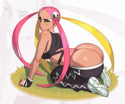 1girls ass ass_cleavage ass_focus big_ass blonde_hair breasts brown_skin bubble_butt bursting_butt butt butt_crack clothed clothing dark_skin dat_ass epic_butt female footwear francine_(pokémon) g-string gyaru hair_ornament handwear heavy_makeup hi_res huge_ass human juicy_butt large_ass large_breasts long_hair makeup nintendo overflow panties pants_down pink_g-string pink_hair pink_thong plumeria_(pokemon) pokémon pokemon pokemon_sm rizdraws skindentation sneakers solo tanline tanlines team_skull thick_thighs thong two_tone_hair yellow_eyes rating:Questionable score:896 user:Aeolus_HX