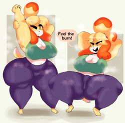 animal_crossing big_ass big_breasts breasts bubble_butt dork_boi huge_ass isabelle_(animal_crossing) lewd_dorky nintendo steam stretching sweating thick_thighs wide_hips yoga_pants rating:Explicit score:77 user:Ifyfy