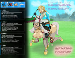 2girls alan_wrecked all_fours assertive_female bit_gag black_pants blonde_hair blue_eyes blue_shirt bondage boots breasts breath_of_the_wild brown_eyes buttplug buttplug_tail clothed_female_nude_female clouds crown_braid cursed_item dominatrix english_text fake_animal_ears fake_tail forest gag gagged game_mechanics gloves grass hair_bun hairclip happy_dom harness_bit_gag holding_riding_crop holding_whip hoove_boots hoove_gloves horse_ears horse_tail inventory large_breasts lezdom lezsub long_hair medium_breasts mountains nintendo nipple_bells nipple_piercing nipples nude nude_female outdoors outside pants paya_(the_legend_of_zelda) pet_play petplay ponyplay princess_zelda reins riding_crop sad_sub saddle shirt sitting_on_person sitting_on_sub sky slave text text_bubble the_legend_of_zelda unhappy_female whip white_hair yuri zelda_(breath_of_the_wild) rating:Explicit score:90 user:267er