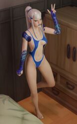 bedroom bedroom_setting big_breasts big_thighs blonde_female blonde_hair blonde_hair_female blue_lips blue_lipstick blue_swimsuit blue_swimwear boob_window dark_eyes feet female female_focus female_only fortnite fortnite:_battle_royale japanese_female light-skinned light-skinned_female light_skin looking_at_viewer looking_up looking_up_at_viewer mizuki_(fortnite) ponytail side_boob sideboob slim slim_girl slim_waist standing standing_on_one_leg standing_position swimming_suit swimsuit swimwear white_body white_skin wide_hips rating:Explicit score:30 user:VannifyArts