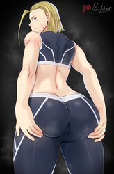 1girls anus_outline artist_name blue_eyes cammy_white capcom colored devilukez face_scar female female_only fit_female fully_clothed fully_clothed_female grabbing_own_ass looking_back muscular_arms muscular_back muscular_female pussy_outline short_hair solo street_fighter street_fighter_6 thick_thighs yellow_hair yoga_pants rating:Questionable score:51 user:PerezK