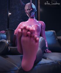 1girls 3d alien alien_girl alternate_version_available areolae barefoot black_toenails blender blurry bottomwear breasts clothed clothing detailed_background epic_games feet female female_focus foot_fetish fortnite half-dressed half_naked harlowe_(fortnite) headgear headwear helmet highres lewdrex looking_at_viewer medium_breasts nipples oil oiled oiled_skin oily pants partially_clothed pink_body pink_skin presenting presenting_breasts shiny shiny_skin sitting soles solo solo_focus topless watermark rating:Explicit score:10 user:mango05