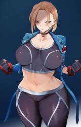 1girls 2023 2d 2d_(artwork) 5_fingers anime_nose anime_style beige_body beige_skin belly belly_button big_breasts big_hips big_nipples blonde_hair blue_background blue_eyes blush blush_lines blushing_at_viewer breasts british british_female cammy_white capcom caucasian caucasian_female cleavage clothed clothes clothing collar cropped cropped_legs curvy curvy_body curvy_female curvy_figure curvy_hips curvy_thighs erect_nipples erect_nipples_under_clothes eyelashes female female_focus female_only fingerless_glove fingerless_gloves fully_clothed genital_outline genital_slit genitals gloves hair_over_one_eye half-closed_eye half-closed_eyes half-erect jacket jacket_open kataku_musou light-skinned_female light_skin lips looking_at_viewer mouth mouth_opened multicolored_background nipple_bulge nipples no_panties open_mouth pale-skinned_female pale_skin pointy_chin pussy_bulge pussy_visible_through_clothes scar scar_on_cheek short_hair simple_background slight_blush slim solo solo_focus street_fighter street_fighter_6 thick_thighs tight_clothing tight_pants two_tone_background video_games wide_hips wide_thighs rating:Explicit score:108 user:FarLeftGuy