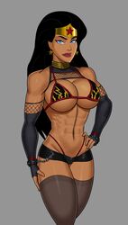 1girls abs amazon big_breasts black_hair blue_eyes bracelet bracelets collar corruption dc dc_comics dcau earrings edit female female_only gold justice_league lipstick long_hair looking looking_at_viewer muscular_female prostitution solo stockings studded_bracelet studded_collar sunsetriders7 tagme thong tiara voluptuous voluptuous_female wonder_woman wonder_woman_(series) rating:Questionable score:150 user:DianaPrince_WonderWhore