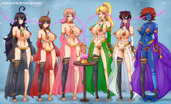 belly_dancer belly_dancer_outfit black_hair blonde_hair blue_skin brainwashing brown_hair cameltoe femsub harem harem_girl harem_outfit huge_breasts hypnosis hypnosis loincloth long_hair original original_characters red_hair rud-k slave slave_collar slave_outfit slavegirl submissive_female rating:Questionable score:64 user:TheKindHaremMaster