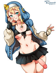 1futa balls belly bikini blonde_hair breasts bridget futa_only futanari gloves green_eyes guilty_gear guilty_gear_strive guilty_gear_xx hoodie minacream penis penis_under_skirt skirt tagme veiny_penis rating:Explicit score:110 user:Nopeisok