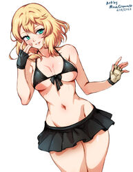 1girls bikini bikini_top blonde_hair blue_eyes blush breasts bridget female female_only fingerless_gloves fingernails gloves green_eyes guilty_gear guilty_gear_strive guilty_gear_xx hoodie looking_at_viewer minacream miniskirt navel rule_63 seductive simple_background skirt smile solo thighs white_background wide_hips rating:Questionable score:133 user:Nopeisok