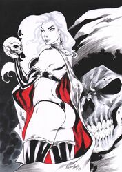 1girls 2023 chaos_comics coffin_comics death_(personification) ed_benes_studio grim_reaper hi_res huge_breasts lady_death latex_gloves latex_thighhighs long_hair queen_of_the_dead voluptuous voluptuous_female white_hair rating:Explicit score:8 user:Dragon98