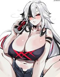 alternate_breast_size arlecchino_(genshin_impact) big_breasts black_nails coca-cola genshin_impact huge_breasts kurenaiz1 milf monster red_eyes solo sweat white_hair rating:Explicit score:277 user:GenshinSkank