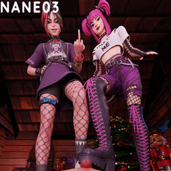 2girls 2girls1boy 3d bootjob boots drop_dee_(fortnite) femdom footjob fortnite helsie_(fortnite) nane03 pov punk punk_girl shoejob stepped_on submissive_male trample trampling rating:Explicit score:130 user:Nane03