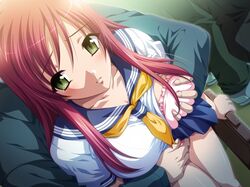 aikawa_arisa bra breast_grab breasts chikan fingering forced_exposure green_eyes grope imminent_rape large_breasts long_hair looking_up matsubara_yui metro_chikan-sen miniskirt molestation pink_hair red_hair school_uniform serafuku train underwear rating:Explicit score:15 user:bot