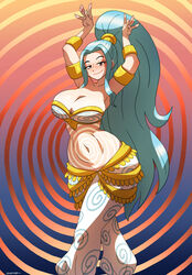 1girls belly_dancer belly_dancer_outfit blue_hair brown_eyes cleavage female female_only harem_girl harem_outfit harem_pants huge_breasts hypnosis hypnotizing_viewer long_hair looking_at_viewer nefertari_vivi one_piece ono-fire ponytail swirl rating:Questionable score:139 user:TheKindHaremMaster