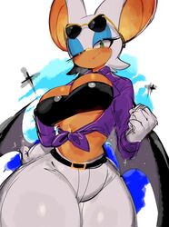 1girls bat bat_ears bat_wings big_breasts cleavage eyelashes eyeshadow female female_focus female_only green_eyes large_breasts looking_at_viewer rouge_the_bat solo solo_female sonic_(series) sonic_the_hedgehog_(series) sunglasses sunglasses_on_head tan_body tan_skin the_murder_of_sonic_the_hedgehog usa37107692 white_fur white_hair wide_hips wings rating:Questionable score:246 user:HughthyDerg