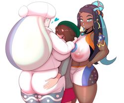 3girls age_difference alternate_breast_size alternate_version_available areolae ass ass_grab ass_grab_from_front blush breasts chocolate_and_vanilla dark-skinned_female dark_skin death_by_snoo_snoo female female_only fladdykin gloria_(pokemon) gym_leader huge_ass huge_breasts human interracial large_breasts melon_(pokemon) melony_(pokemon) milf nessa_(pokemon) nintendo nipples older_female pokemon pokemon_ss rurina_(pokemon) sandwiched venus_body younger_female yuri yuuri_(pokemon) rating:Explicit score:287 user:Aeolus_HX