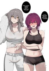 2girls after_sex ahe_gao drooling english_text grey_hair heart-shaped_pupils honkai:_star_rail honkai_(series) hotpants kafka_(honkai:_star_rail) looking_at_viewer masoq095 netorare purple_eyes purple_hair pussy_juice pussy_juice_drip saliva saliva_trail smile stelle_(honkai:_star_rail) tank_top twitching wet wet_pants wet_pussy yellow_eyes yuri rating:Explicit score:520 user:TheDudeBro