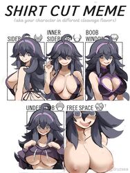 ahoge apron black_hair boob_window breasts cleavage clothed druzsea female game_freak goth goth_girl heart_cleavage_cutout hex_maniac huge_breasts inner_sideboob long_hair looking_at_viewer messy_hair multiple_views naked nintendo no_bra pale_skin pokemon pokemon_xy rakeemspoon shirt_cut_meme shirt_lift sideboob smile underboob upper_body rating:Explicit score:374 user:Nelb