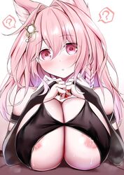 ... 1boy 1girls :o ? adorable animal_ear_fluff animal_ears areola_slip arknights arms_pressing_breasts_together ascot bare_shoulders big_breasts blush braid braided_hair breast_press breasts busty cleavage cute dark-skinned_male dark_skin elbow_gloves enormous_breasts erect_nipples extra_ears eyebrows_visible_through_hair female giant_breasts gigantic_breasts hair_between_eyes hair_ornament highres huge_breasts hyper_breasts kokihanada lactation large_breasts light-skinned_female light_skin long_hair looking_at_viewer massive_breasts necktie pink_eyes pink_hair pozyomka_(arknights) seductive seductive_look side_braid simple_background spoken_ellipsis steam tight_clothing white_background wolf_ears wolf_girl rating:Explicit score:57 user:bot