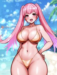 alternate_costume bikini blush breasts female female_only fire_emblem fire_emblem:_three_houses gold_bikini gold_swimsuit hilda_valentine_goneril jaxartdump navel nintendo pink_eyes pink_hair solo swimsuit twintails yellow_bikini yellow_swimsuit rating:Questionable score:62 user:Bylethlover