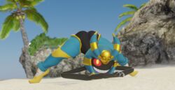  absurd_res anthro beach cofacham cofagrigus female hi_res humanoid jack-o'_pose lorded meme_pose nintendo plant pokemon pokemon_(species) pose sand seaside solo tree  rating:explicit score: user:bot