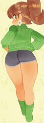 ass blush daisy_dukes green_socks green_sweater jacket mario_(series) princess_daisy shorts softcore sweater tagme viewed_from_behind wamudraws rating:Questionable score:232 user:Chalmers1967