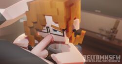 1boy 1boy1girl 1girls 3d beltomnsfw big_ass blender blowjob brown_hair clothed elli_(beltomnsfw) fellatio female glasses horny_female mine-imator minecraft tagme rating:Explicit score:34 user:beltom