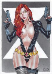 1girls avengers black_widow_(marvel) curvy curvy_female deep_cleavage dual_wielding ed_benes_studio female female_focus female_only fishnets hi_res human human_only leotard light-skinned_female light_skin long_hair looking_at_viewer marvel marvel_comics natasha_romanoff rudimar_patrocinio skimpy slutty_outfit solo solo_focus thigh_holster rating:Questionable score:29 user:Dragon98