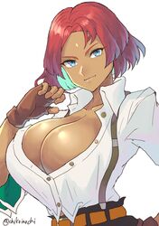 1girls big_breasts blue_eyes brazilian breasts busty chikoinochi cleavage curves curvy curvy_body dark-skinned_female dark_skin female female_only fingerless_gloves giovanna_(guilty_gear) gloves guilty_gear guilty_gear_strive huge_breasts large_breasts red_hair revealing_clothes rating:Explicit score:102 user:Fumeknight1