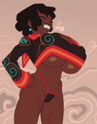 1girls african african_female animated big_breasts black_hair busty dark-skinned_female dark_skin earrings female female_only grinning huge_breasts neozoa nz_naughty original_character panties underboob rating:Questionable score:54 user:NZNaughty