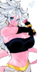 android_21 android_21_(good) arc_system_works athletic_female bandai_namco big_breasts blue_eyes bracelets curvy_female cute dragon_ball dragon_ball_fighterz earrings elbow_gloves gold_jewelry long_hair majin majin_android_21 omochi_db pink_skin tail white_hair rating:Questionable score:61 user:OmegaIX