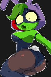 1girls bunnysuit female female_only green_shadow_(pvz) green_skin hood mask masked pantyhose peashooter_(pvz) plant_girl plantie plants_vs_zombies plants_vs_zombies:_heroes r_bismut rbismut video_games worried rating:Explicit score:286 user:Mol_D