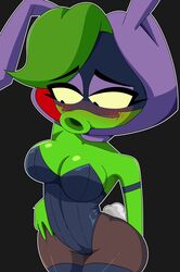 bunnysuit female green_shadow_(pvz) peashooter_(pvz) plantie plants_vs_zombies plants_vs_zombies:_heroes r_bismut rbismut video_games rating:Questionable score:191 user:Mol_D