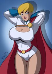 1female 1girls arms_behind_head arms_up artist_signature big_breasts blonde_hair blonde_hair_female blue_eyes breasts busty busty_female cape commission dc dc_comics dcuaom female karen_starr lipstick looking_at_viewer muscular muscular_female planz34 power_girl raised_eyebrows short_hair smile smiling smiling_at_viewer solo solo_female superheroine superman/batman:_public_enemies thick thick_thighs thighs warner_brothers watermark wide_hips rating:Questionable score:38 user:thesecretbox