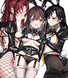 3girls ass back big_breasts bikini binah black_hair blouse bra breasts brown_hair bunny_ears bunny_girl bunny_tail bunnysuit cleavage collared_shirt corset embarrassed eyelashes eyeliner female female_only fishnets garter_belt garter_straps gebura_(lobotomy_corporation) hi_res hod_(lobotomy_corporation) hug latex leather leotard library_of_ruina lingerie lobotomy_corporation long_hair makeup medium_breasts medium_hair mu_(artist) panties pantyhose project_moon puffy_sleeves red_hair reverse_bunnysuit shirt spiral_eyes stockings wing_collar yuri rating:Questionable score:77 user:Mistress_Elizabeth