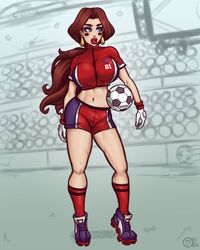 big_breasts big_lips bimbo_lips breasts brown_hair brunette_hair female female_only football football_(ball) football_player huge_lips large_lips lips long_hair mario_(series) mario_strikers nintendo pauline raiounsfw red_lips soccer soccer_ball super_mario_bros. thick_lips rating:Questionable score:84 user:dlguy95