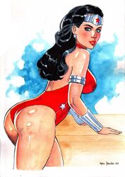 1girls 2023 black_hair blue_eyes dc dc_comics earrings ed_benes_studio female female_only fully_clothed long_hair looking_at_viewer marc_holanda one-piece_swimsuit solo solo_female star_earrings swimsuit tiara voluptuous voluptuous_female wonder_woman wonder_woman_(series) rating:Questionable score:20 user:Dragon98