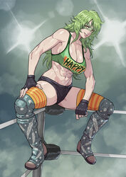 1girls abs alternate_costume boots breasts cirenk cleavage clothed female female_focus female_only fingerless_gloves gloves green_hair large_breasts long_hair looking_at_viewer midriff monet_(one_piece) muscular muscular_female navel one_piece sitting smile solo stomach striped_thighhighs thighhighs thighhighs_under_boots wrestling_ring yellow_eyes rating:Questionable score:101 user:AnonymousSoWhat