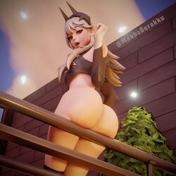 1female 3d artist_name ass back back_view bottom_view butt chestplate clouds color covered_breasts covered_nipples detached_sleeves female female_focus female_only fortnite glowing hair_ornament leaning leaning_back lexa_(fortnite) looking_at_viewer looking_back manbaburakku mouth_open no_panties nude nude_female outdoors princess_lexa_(fortnite) red_eyes sitting sky thighs white_hair rating:Explicit score:110 user:Slamsn29292