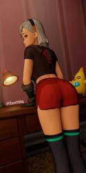 clothed fortnite fortnite:_battle_royale lexa_(fortnite) red_eyes shorts white_hair zenaide rating:Explicit score:25 user:Zenaide