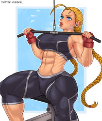 1girls 2023 2d abs armpit blonde blonde_female blonde_hair blue_eyes braided_hair braided_twintails breasts cameltoe cammy_white cheekie0 clothed facial_scar female_focus female_only femals fingerless_gloves gloves gym gym_clothes large_breasts light-skinned_female light_skin muscular muscular_arms muscular_female muscular_thighs navel painted_nails pants pink_nails pussy scar sideboob solo solo_female sports_bra street_fighter sweat sweatdrop sweating sweaty sweaty_body thighs twin_braids twintails workout workout_clothes rating:Questionable score:92 user:imasneaky