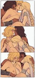 3girls blonde_hair braided_hair brush2h chocolate_and_vanilla comic comic_page dark-skinned_female elden_ring female female_only fia_the_deathbed_companion french_kiss fromsoftware kissing kissing_neck light-skinned_female nepheli_loux roderika_(elden_ring) sucking_nipples threesome tribadism wholesome yuri rating:Explicit score:321 user:deleted106046