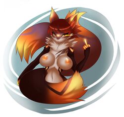  2013 anthro areola big_breasts breasts erect_nipples female gesture hand_gesture hi_res middle_finger navel nipples nude sif solo tattoo  rating:questionable score: user:bot