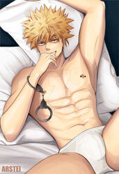 1boy armpits arstei big_breasts big_bulge bulge gay katsuki_bakugou male male_only muscular muscular_male my_hero_academia nipples pierced_nipples piercing underwear white_underwear yaoi rating:Explicit score:20 user:usuenr