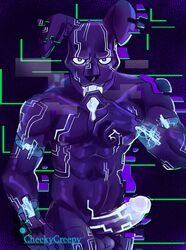 abs absurd_res anthro bodily_fluids cheekycreepy digital_creature five_nights_at_freddy's five_nights_at_freddy's:_security_breach gay genitals glitch glowing glowing_eyes glowing_genitalia glowing_markings glowing_penis hi_res lagomorph leporid looking_at_viewer machine male male/male male_only mammal markings muscular mxes_(fnaf) nude penis rabbit robot saliva saliva_on_tongue scottgames security_breach:_ruin smile smirk solo solo_focus steel_wool_studios tongue tongue_out rating:Explicit score:39 user:bot