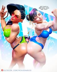 3d 3d_(artwork) 3girls abs alternate_version_available asian asian_female ass ass_sandwich asymmetrical_hair between_ass big_ass bikini black_hair braid braided_hair breasts brown_eyes brown_hair capcom chun-li cleavage cornrows crushing dark-skinned_female dark_skin dominant_female female_focus femdom femsub hair_drills juri_han korean large_breasts latina laughing laura_matsuda light-skinned_female light_skin mikadawn panty_straps realistic red-tinted_eyewear redbone size_difference size_play smile street_fighter street_fighter_6 street_fighter_v submissive_female sunglasses swimsuit tan-skinned_female tan_skin tank_top tanline thong thong_straps tinted_eyewear toned_female trapped trapped_between_ass trapped_in_butt rating:Questionable score:112 user:Crcole331