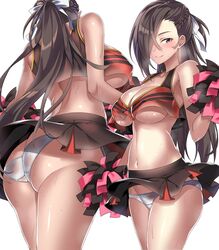 1girls alternate_costume ass bare_shoulders bare_thighs blush breasts brown_eyes brown_hair cheerleader cleavage commission cowboy_shot crop_top female female_only fire_emblem fire_emblem_fates from_behind hair_over_one_eye holding holding_pom_poms kagero_(fire_emblem) large_ass large_breasts long_hair looking_at_viewer macaroni_hourensou midriff miniskirt multiple_views navel nintendo panties pantyshot pleated_skirt pom_pom_(cheerleading) ponytail revealing_clothes simple_background skeb_commission skirt sleeveless smile solo sweat thighs underboob underwear white_background white_panties rating:Questionable score:25 user:kris923