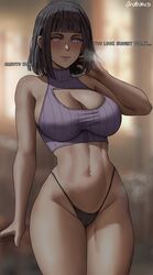 1girls black_hair boruto:_naruto_next_generations breasts crop_top english_text female hyuuga_hinata large_breasts light-skinned_female light_skin mature_female midriff milf mother naruto naruto_(series) naughty_face oroborusart pale-skinned_female pale_skin panties savagexthicc short_hair smile thighs rating:Questionable score:214 user:Aeolus_HX