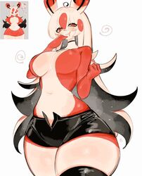 2020s 2023 breasts bunny_ears choker crazy_eyes featureless_breasts female furry horny humanized long_hair multicolored_body nintendo pokemon pokemon_(species) pokemon_rse rabbit_ears red_eyes reference_image solo spinda swirly_eyes thick_thighs thighs thin_waist togetoge usa37107692 white_hair wide_hips rating:Questionable score:180 user:Newageret