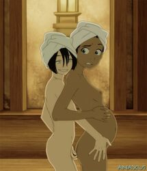 2girls accurate_art_style anaxus ass avatar_the_last_airbender breasts completely_nude completely_nude_female dark-skinned_female dark_skin female hand_on_belly indoors katara nipples nude nude_female pregnant small_breasts standing teenage_girl teenage_pregnancy teenager toph_bei_fong young yuri rating:Explicit score:149 user:PM1315